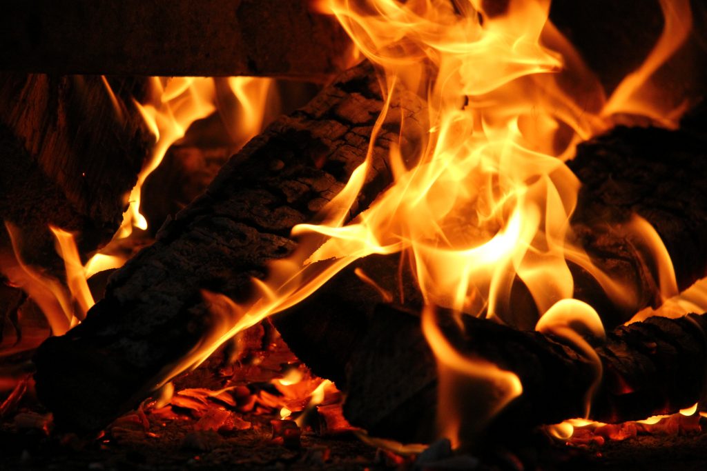 Fire photo of wood burning in fireplace - Texture X